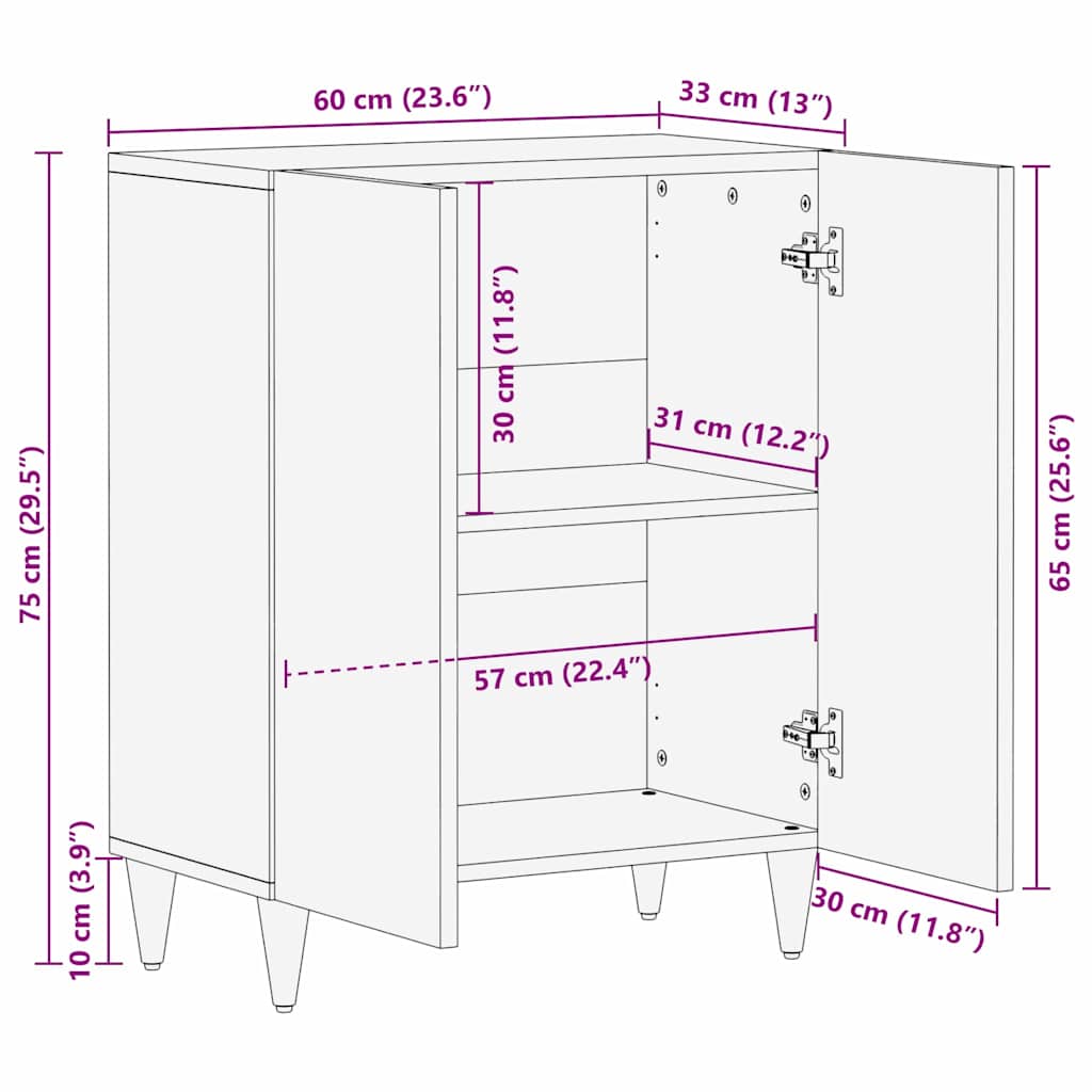 Kreveta Crna 60 x 33 x 75 cm Čvrsto drvo manga