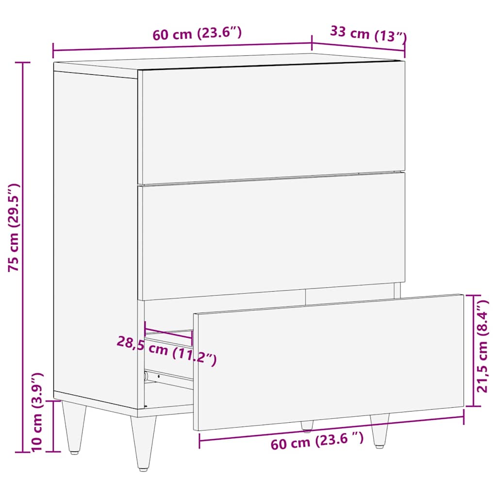 Kreveta Crna 60 x 33 x 75 cm Čvrsto drvo manga
