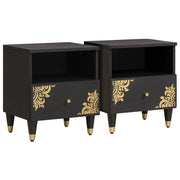 Noćni ormar 2 pcs Crna 40 x 33 x 46 cm Čvrsto drvo manga