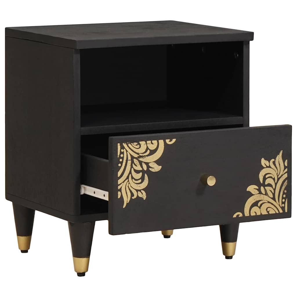 Noćni ormar 2 pcs Crna 40 x 33 x 46 cm Čvrsto drvo manga