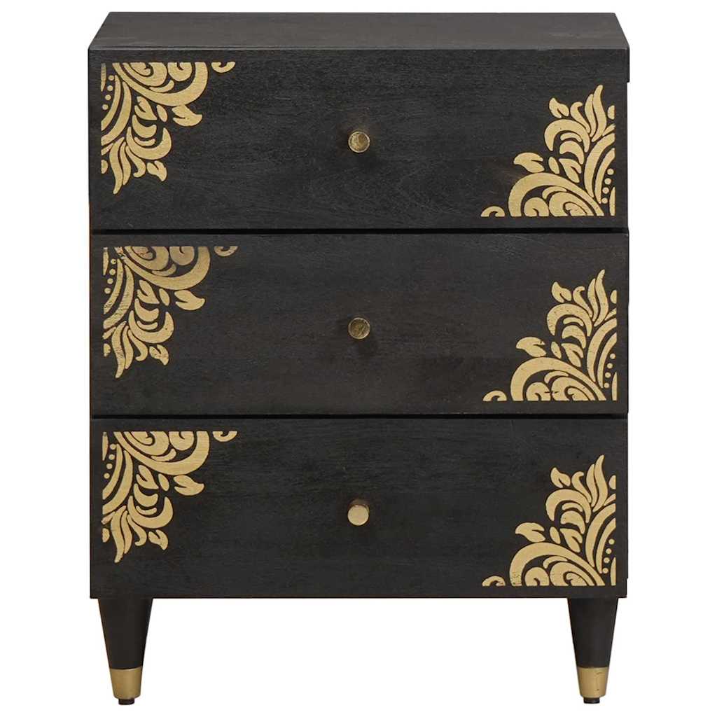 Noćni ormar s ladicama Crna 50 x 33 x 62 cm Čvrsto drvo manga