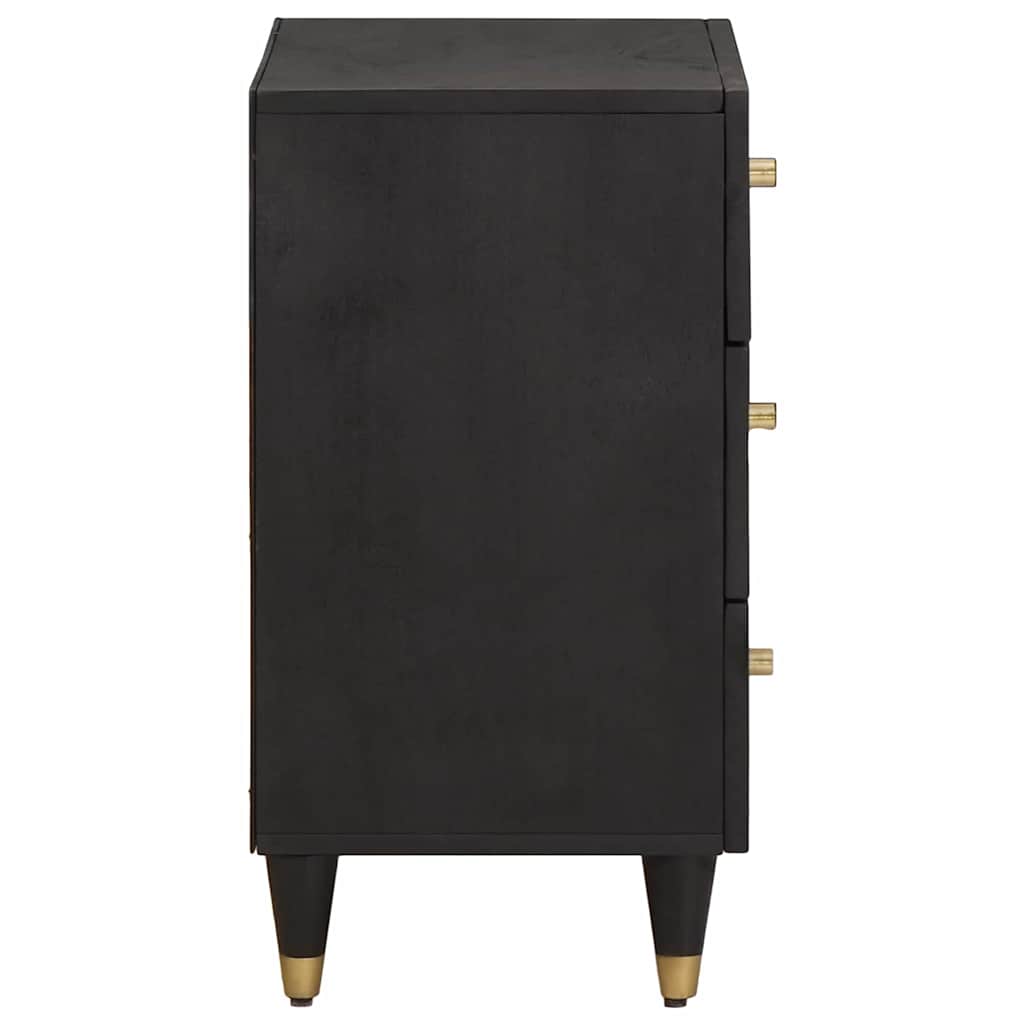 Noćni ormar s ladicama Crna 50 x 33 x 62 cm Čvrsto drvo manga