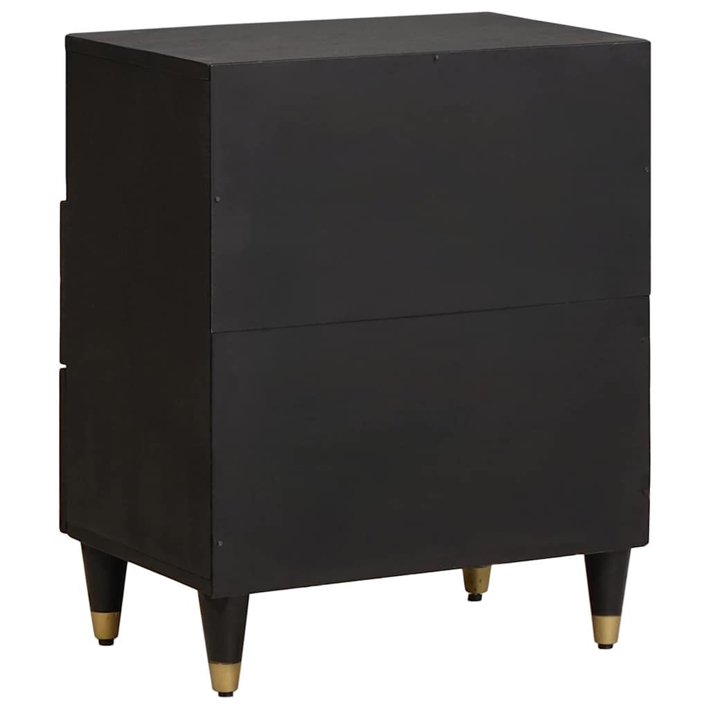 Noćni ormar s ladicama Crna 50 x 33 x 62 cm Čvrsto drvo manga