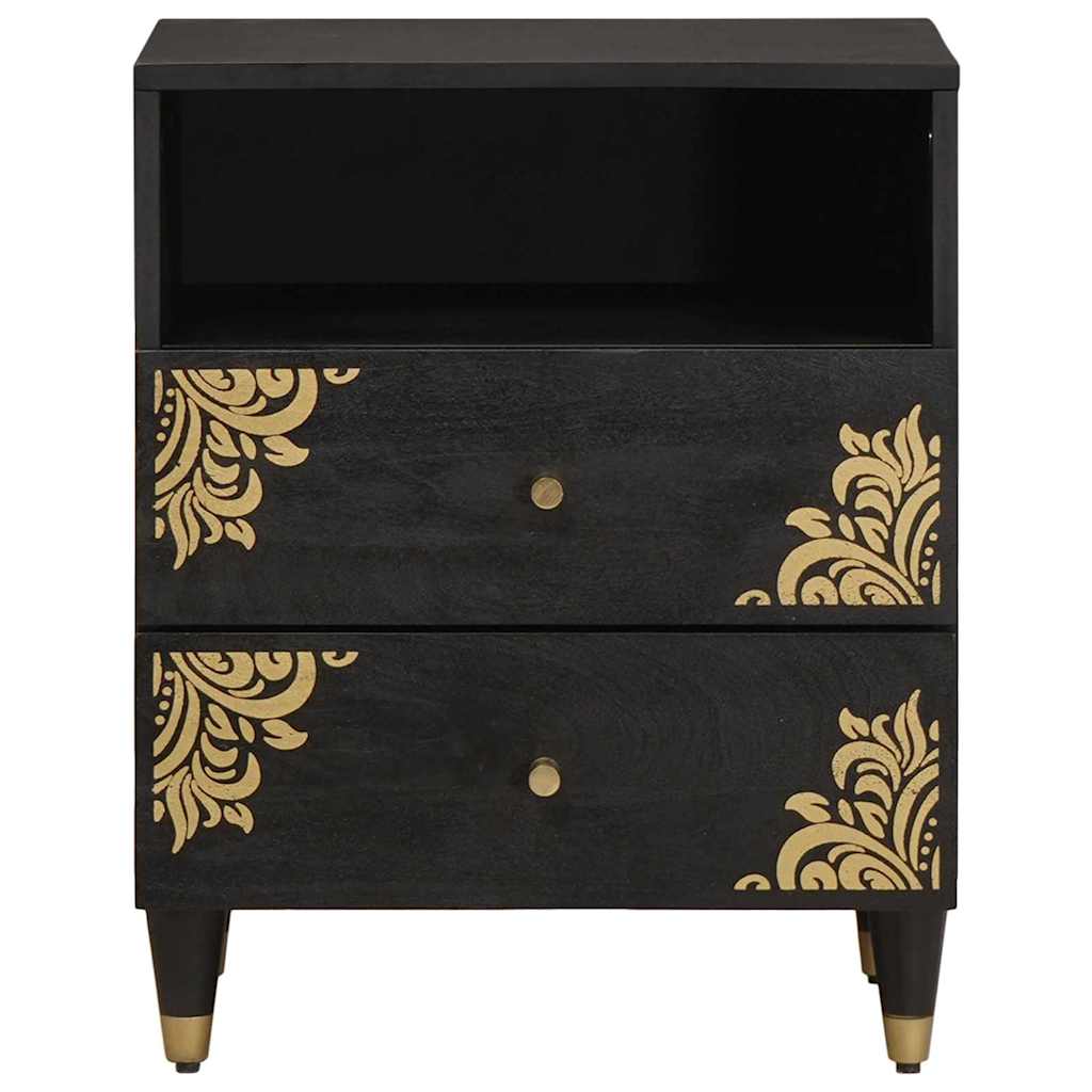 Noćni ormar s ladicama Crna 50 x 33 x 62 cm Čvrsto drvo manga