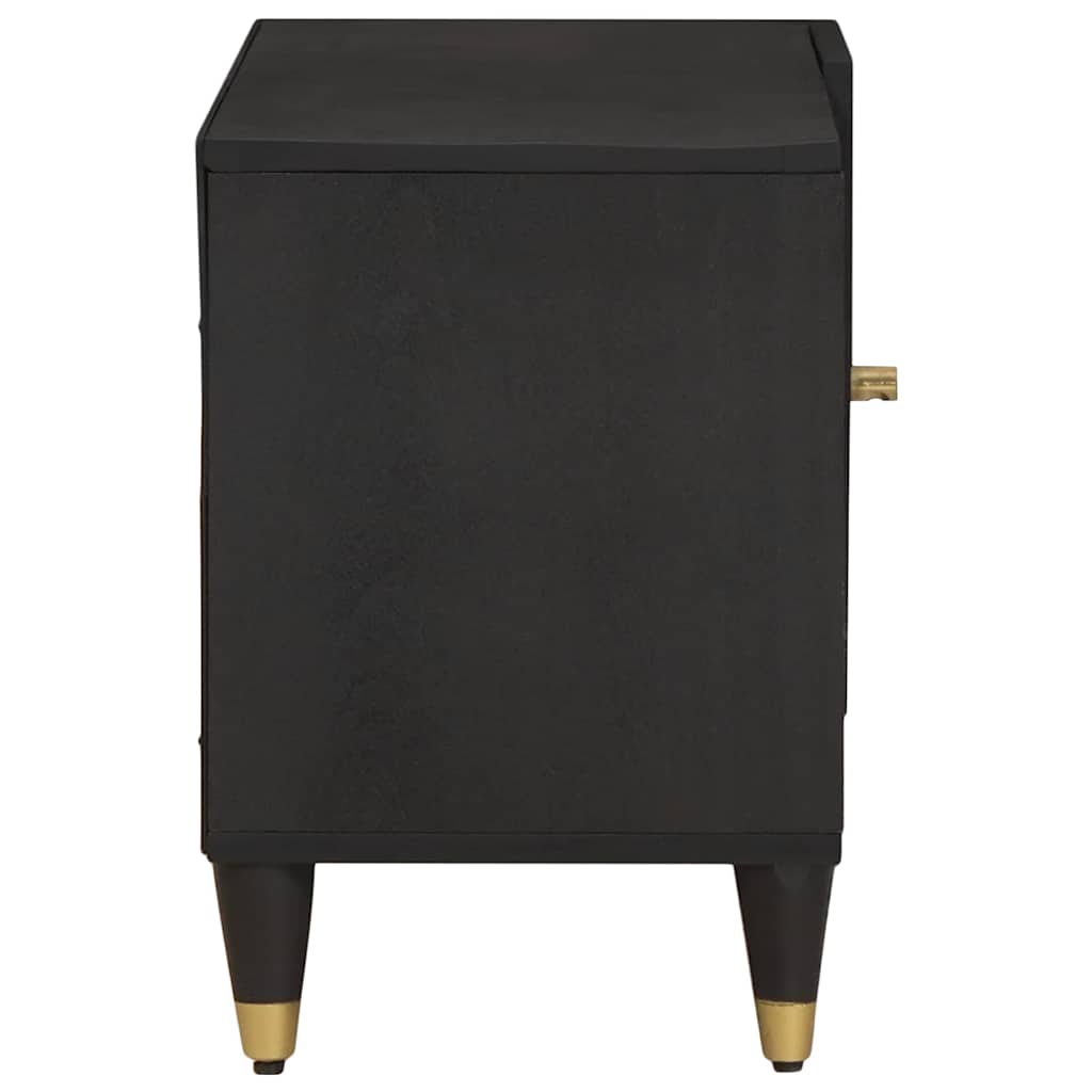 TV ormar s policom Crna 80 x 33 x 46 cm Čvrsto drvo manga