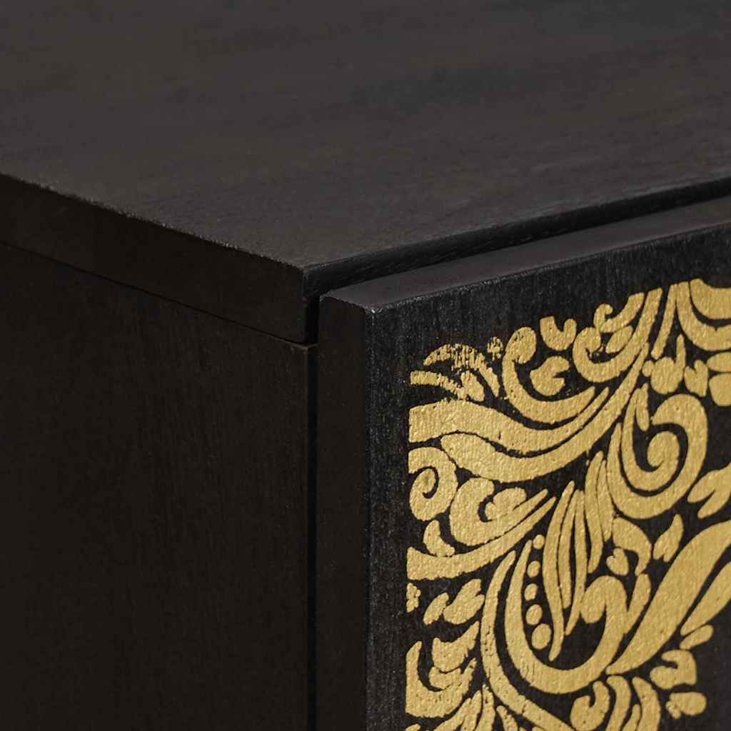 Highboard s policom Crna 40 x 33 x 110 cm Čvrsto drvo manga