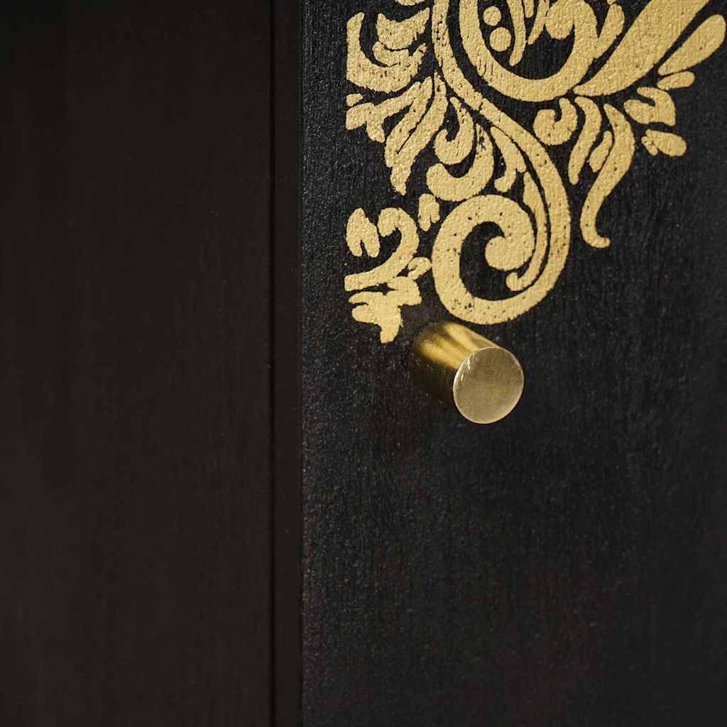 Highboard s policom Crna 40 x 33 x 110 cm Čvrsto drvo manga