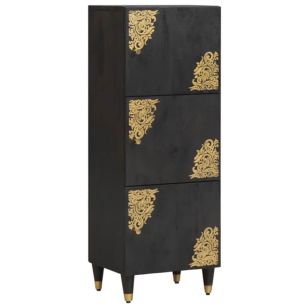 Highboard s policom Crna 40 x 33 x 110 cm Čvrsto drvo manga