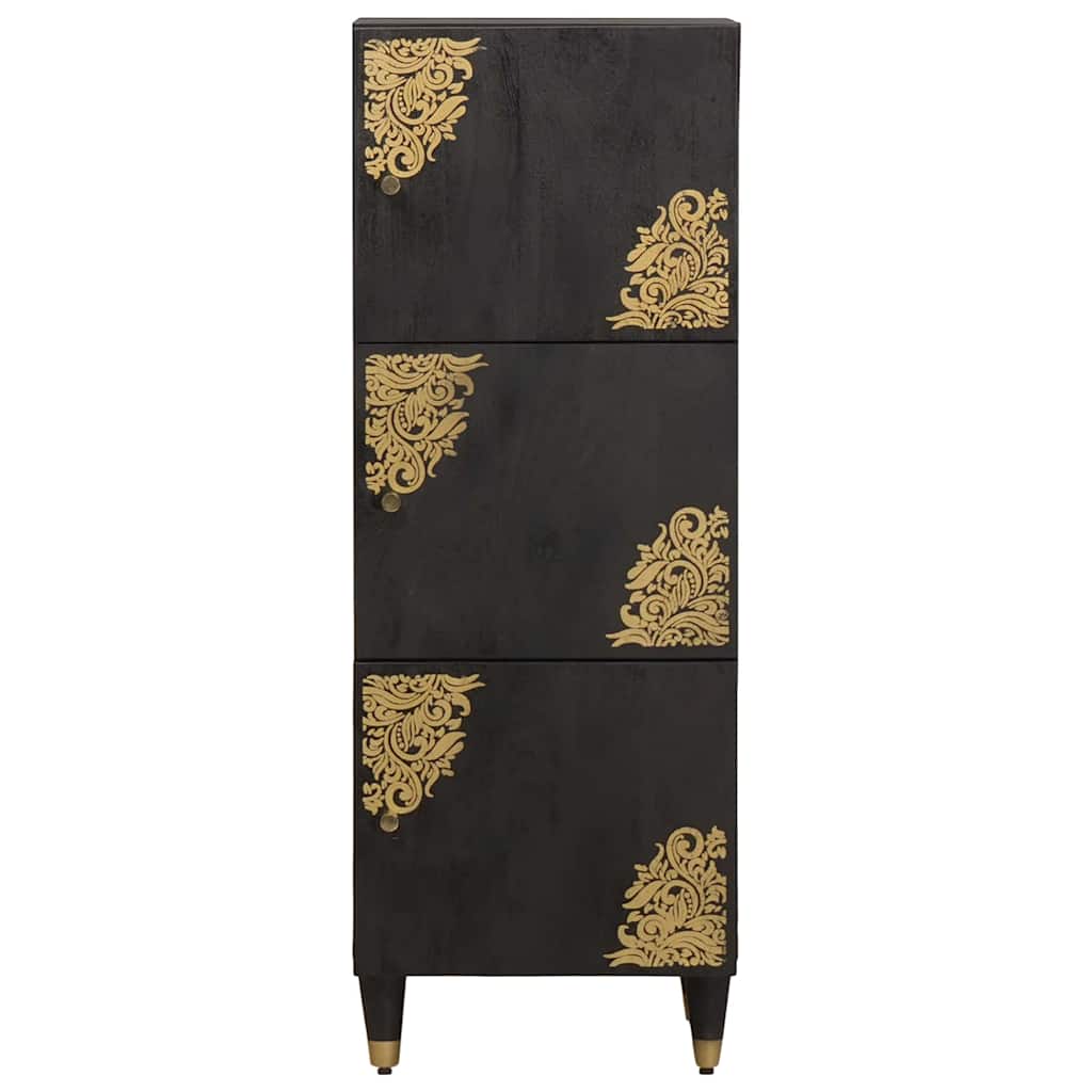 Highboard s policom Crna 40 x 33 x 110 cm Čvrsto drvo manga
