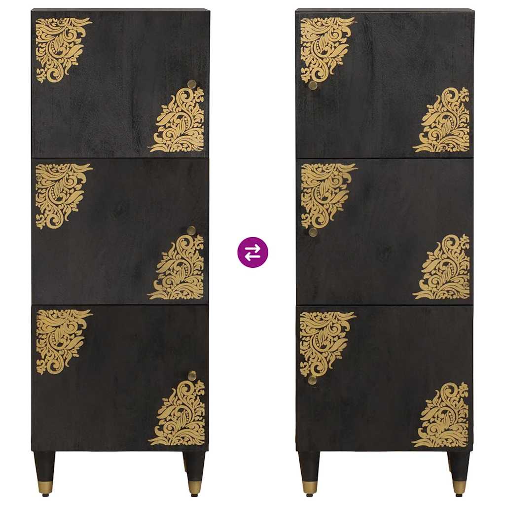 Highboard s policom Crna 40 x 33 x 110 cm Čvrsto drvo manga