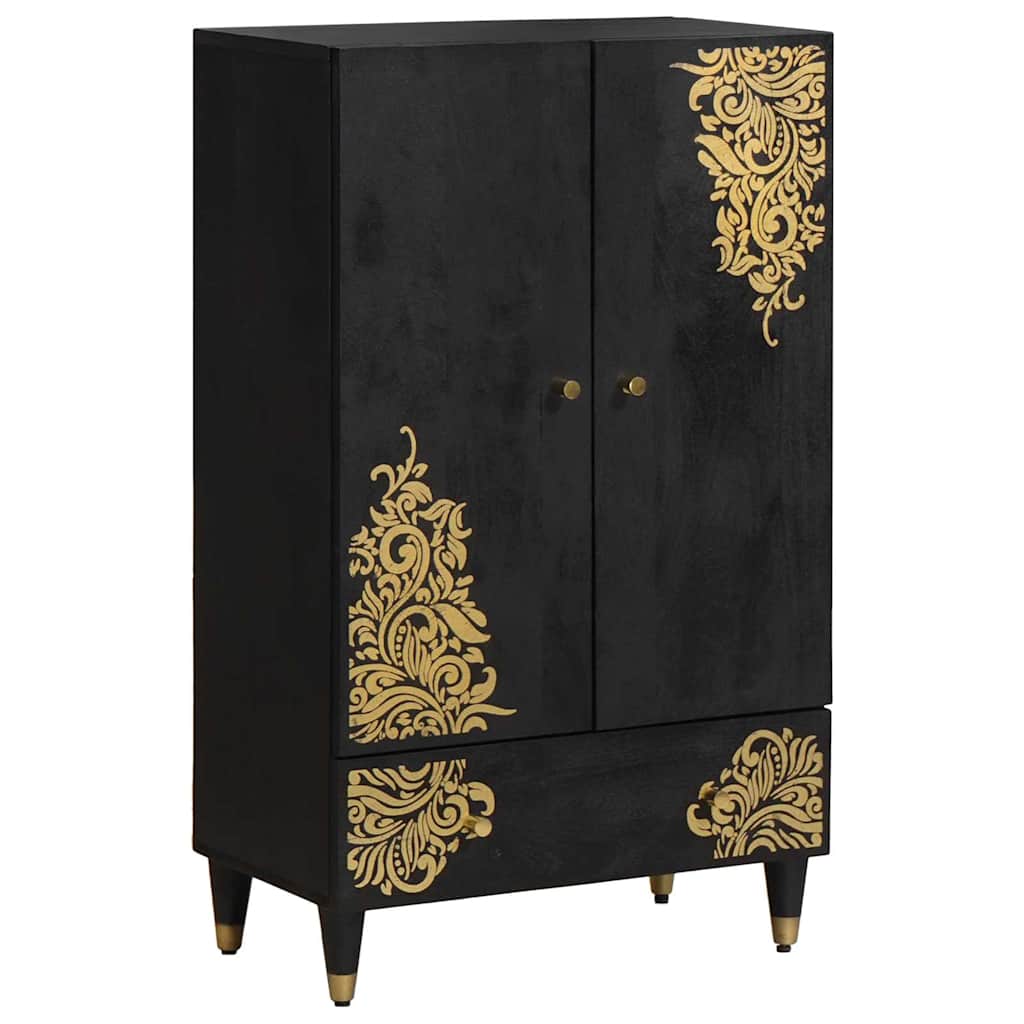 Highboard s ladicama Crna 60 x 33 x 100 cm Čvrsto drvo manga
