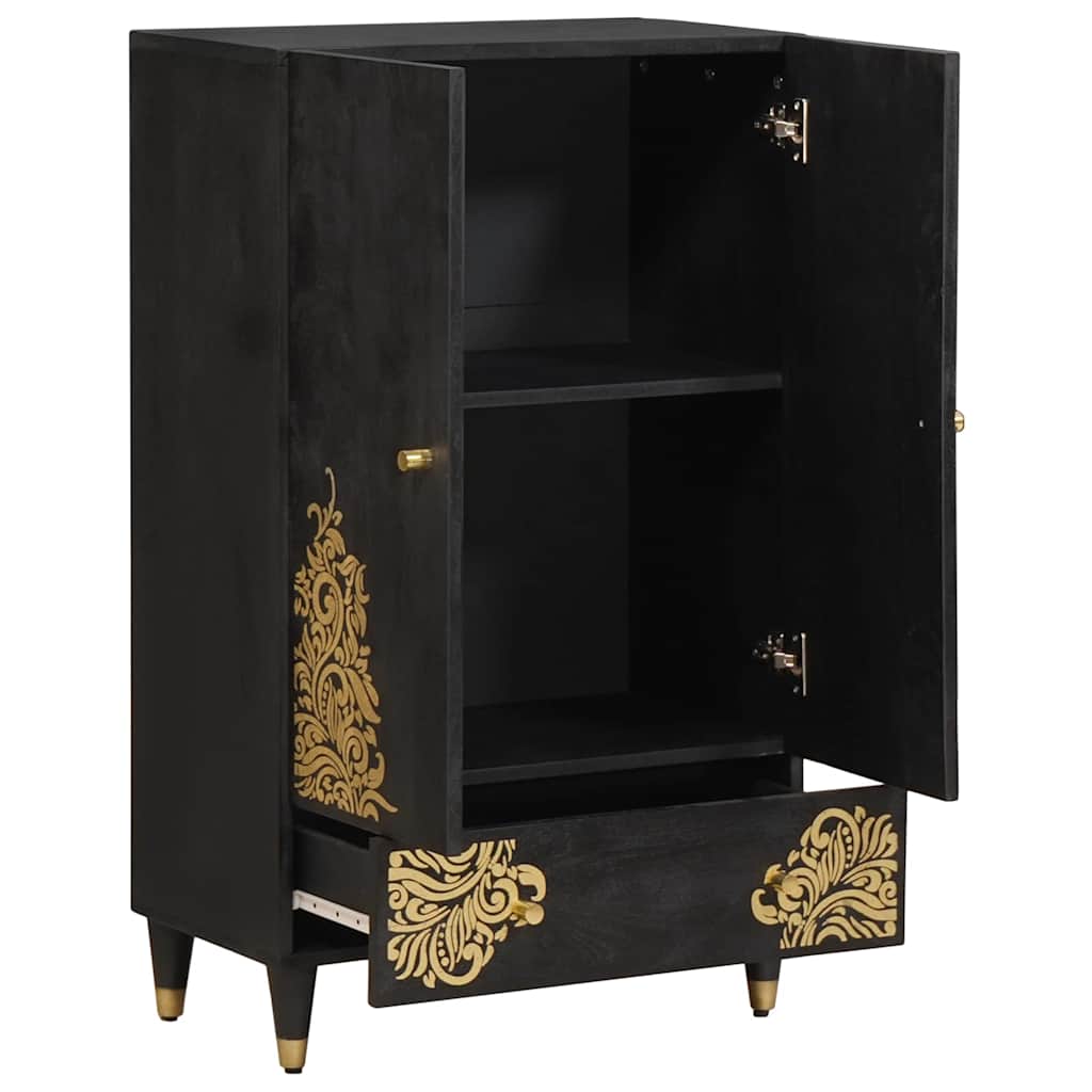 Highboard s ladicama Crna 60 x 33 x 100 cm Čvrsto drvo manga