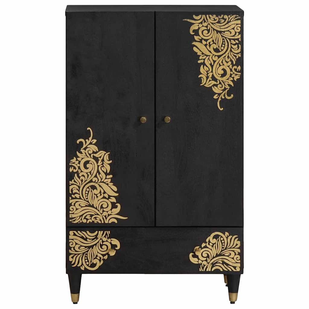Highboard s ladicama Crna 60 x 33 x 100 cm Čvrsto drvo manga
