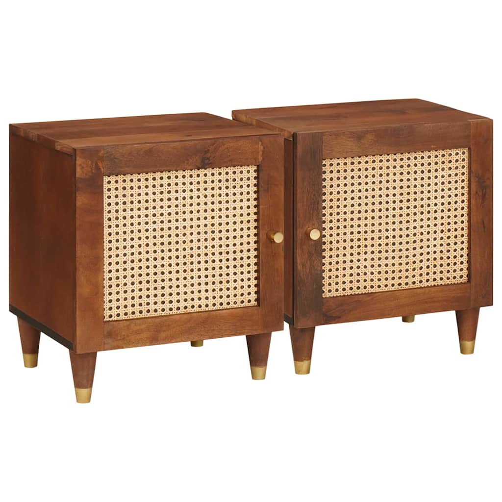 Noćni ormar 2 pcs Smeđa 40 x 33,5 x 46 cm Čvrsto drvo akacije