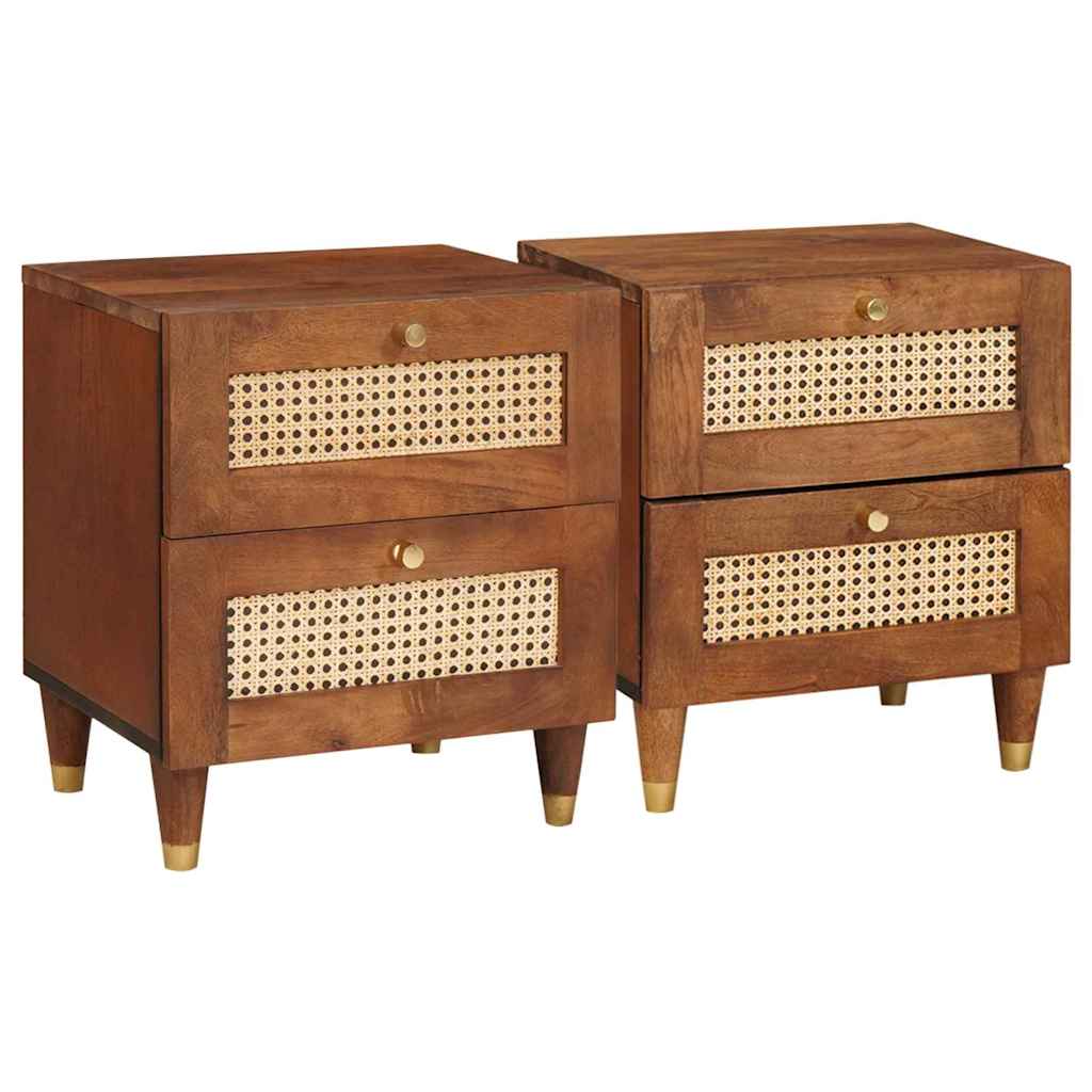 Noćni ormar 2 pcs Smeđa 40 x 33,5 x 46 cm Čvrsto drvo akacije