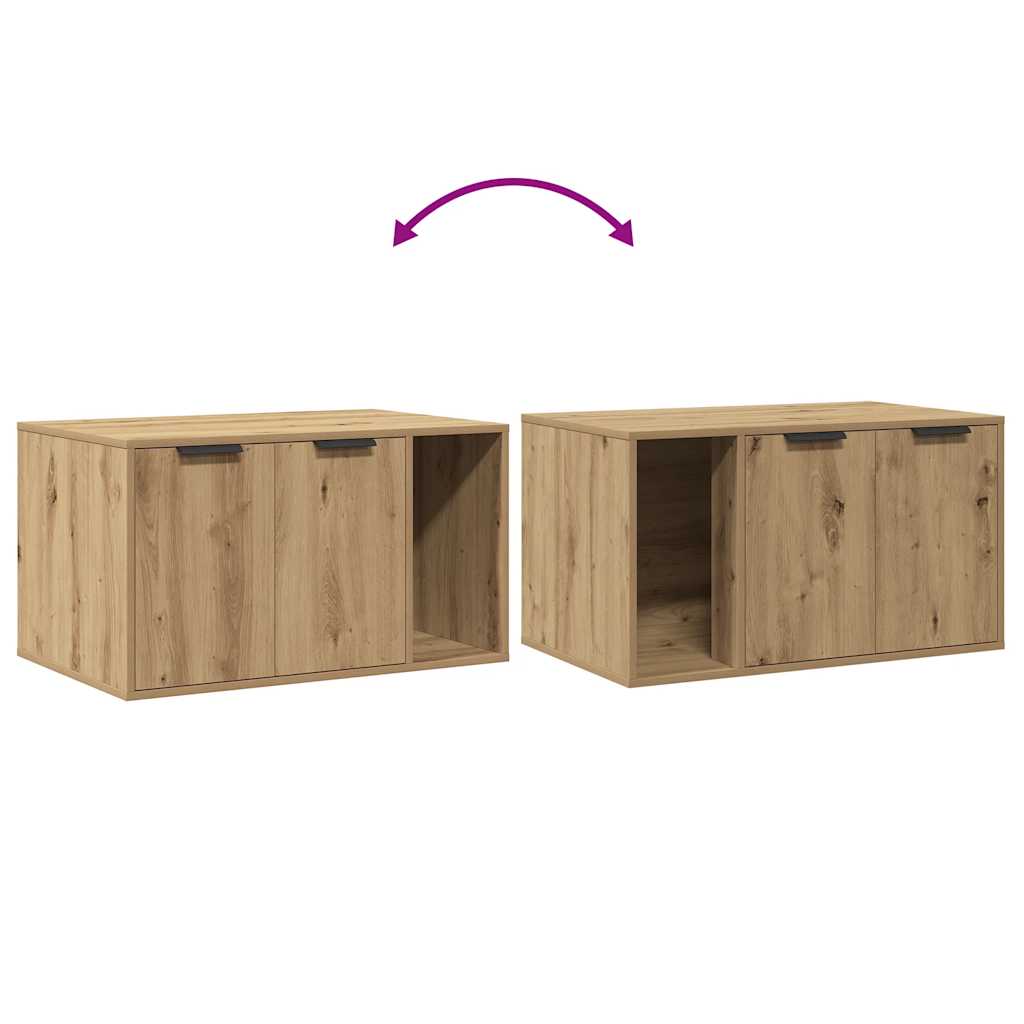 Kutija z mačji pijesak boja hrasta 80x50x45cm konstruirano drvo
