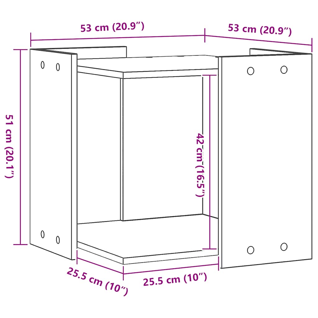Kutija z mačji pijesak boja hrasta 53x53x51cm konstruirano drvo
