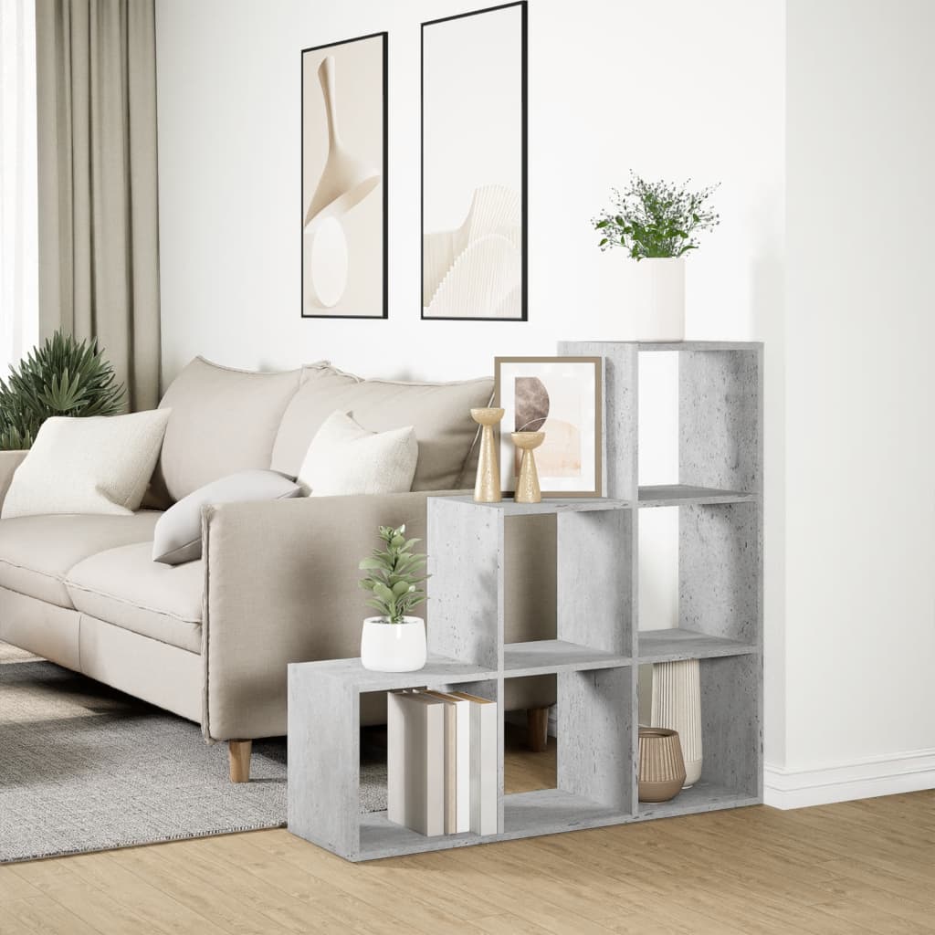 Pregrada / regal za knjige 3 razina sivi 99x29x99 cm drveni