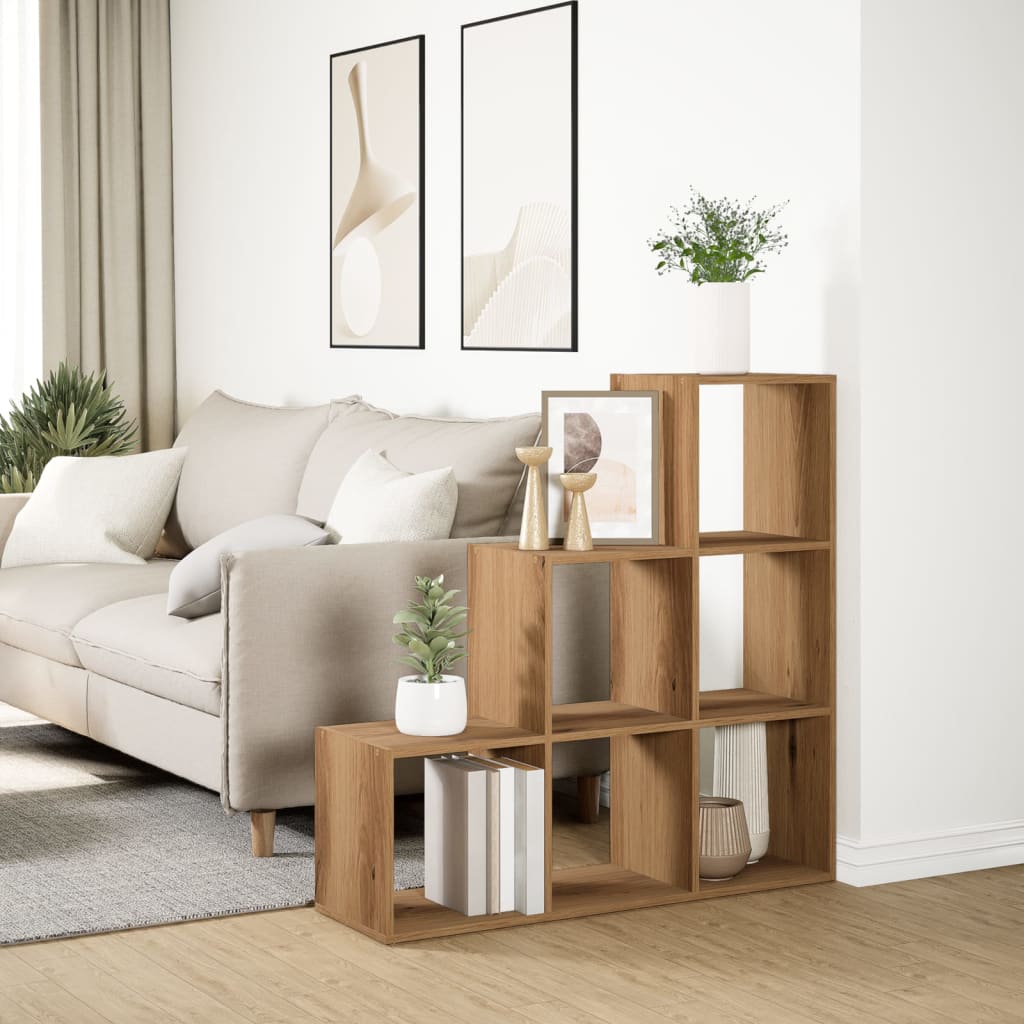 Pregrada / regal za knjige 3 razina hrast 99x29x99 cm drveni