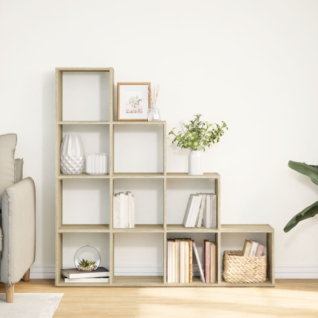 Pregrada/regal za knjige 4 razina hrast 131,5x29x131,5cm drveni