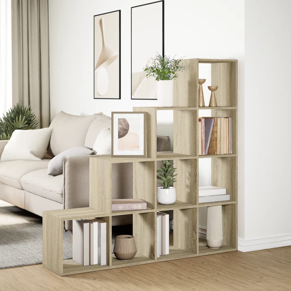Pregrada/regal za knjige 4 razina hrast 131,5x29x131,5cm drveni
