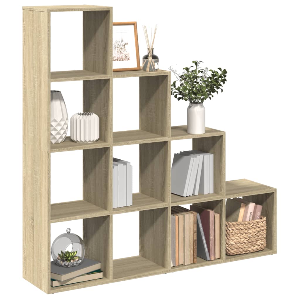 Pregrada/regal za knjige 4 razina hrast 131,5x29x131,5cm drveni