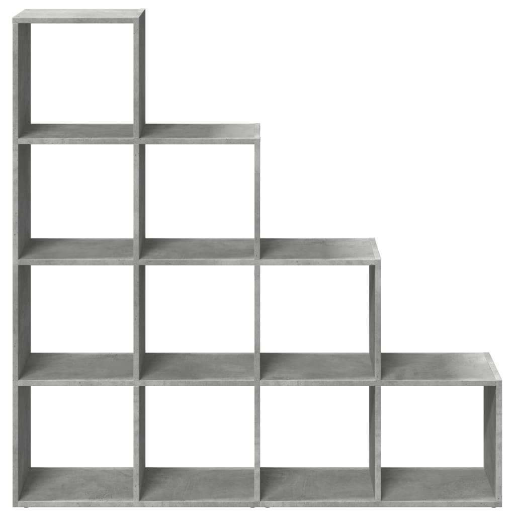 Pregrada/regal za knjige 4 razine sivi 131,5x29x131,5 cm drveni