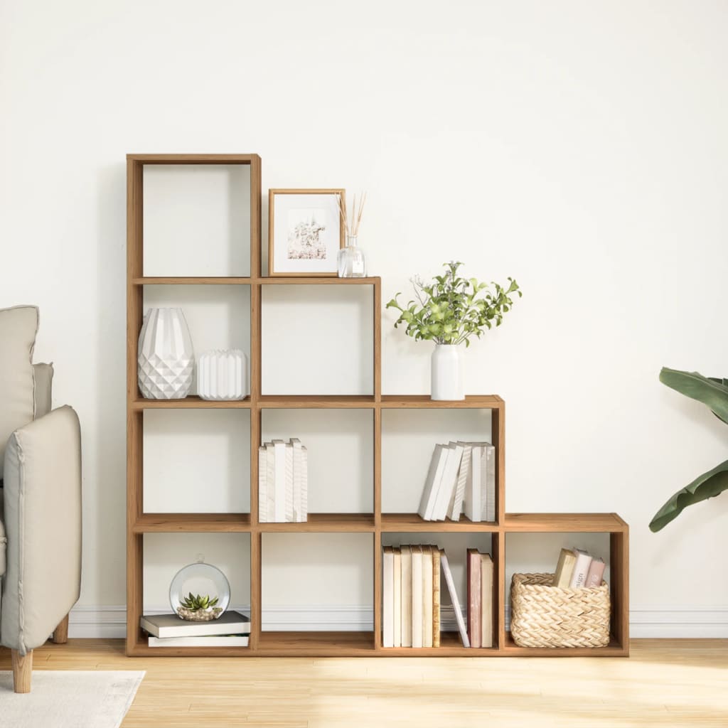 Pregrada/regal za knjige 4 razina hrast 131,5x29x131,5cm drveni
