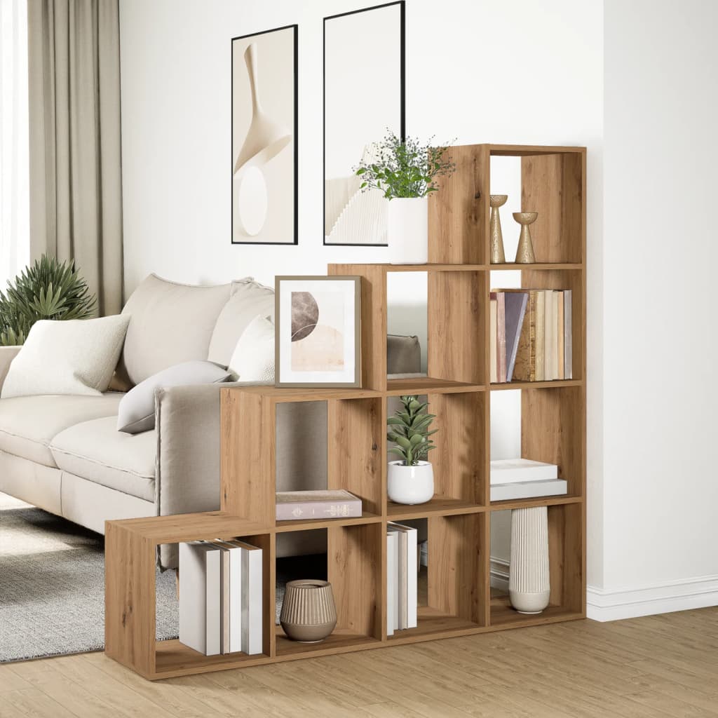 Pregrada/regal za knjige 4 razina hrast 131,5x29x131,5cm drveni