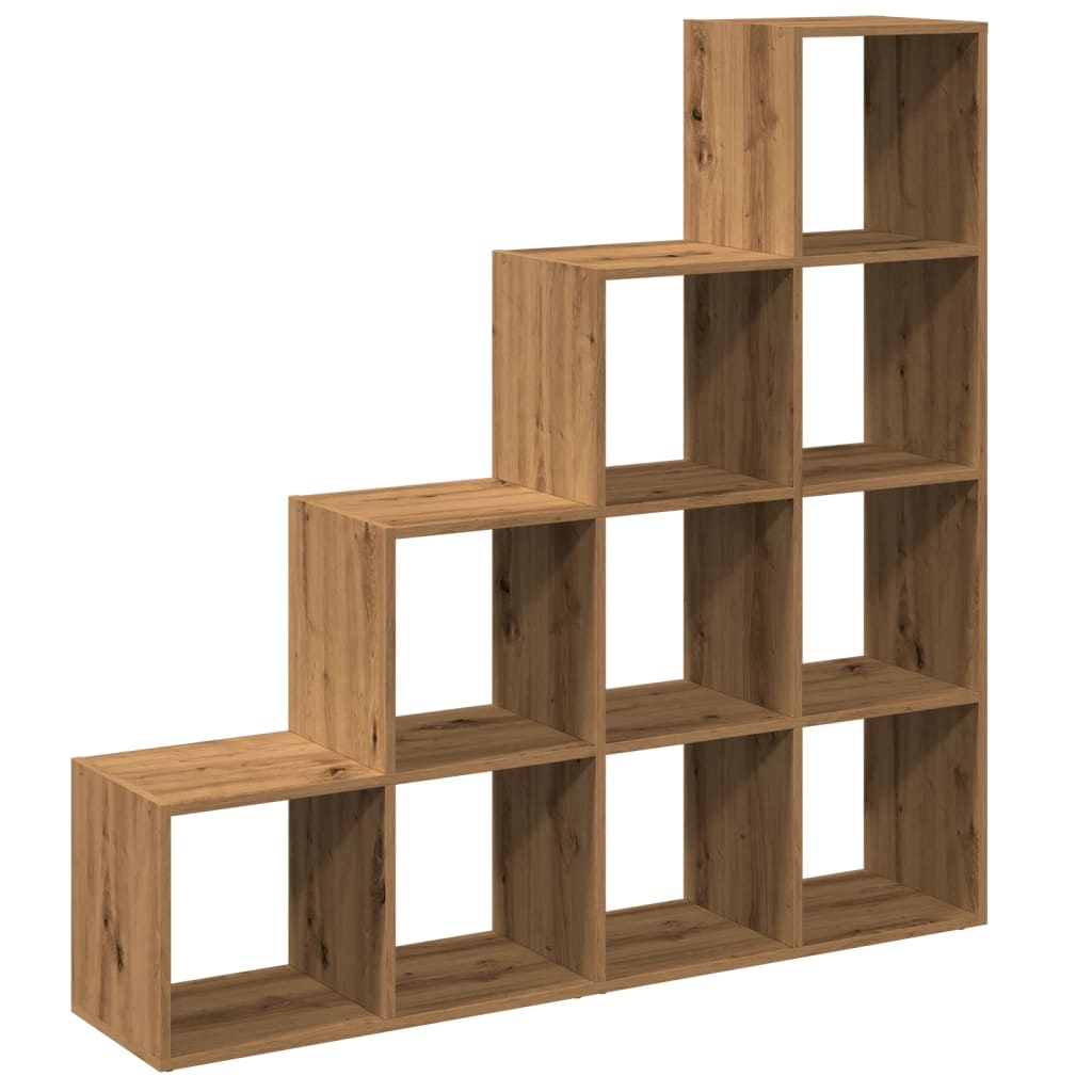 Pregrada/regal za knjige 4 razina hrast 131,5x29x131,5cm drveni
