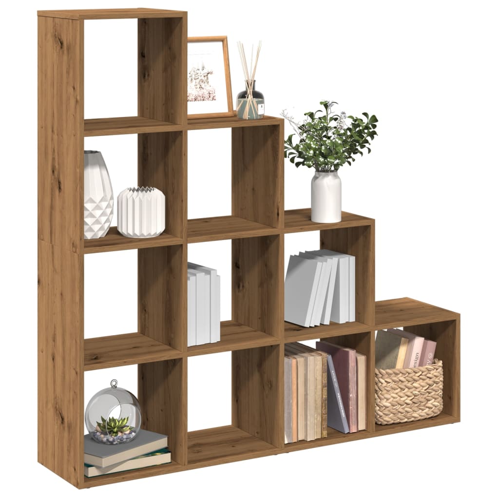 Pregrada/regal za knjige 4 razina hrast 131,5x29x131,5cm drveni