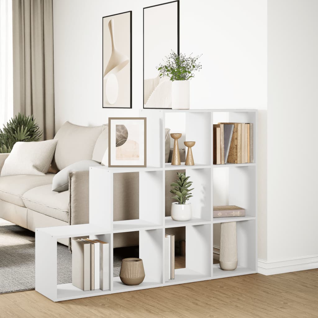 Pregrada/regal za knjige 3razina bijeli 137,5x29x103,5cm drveni