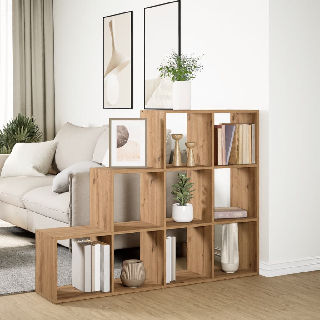 Pregrada/regal za knjige 3 razina hrast 137,5x29x103,5cm drveni