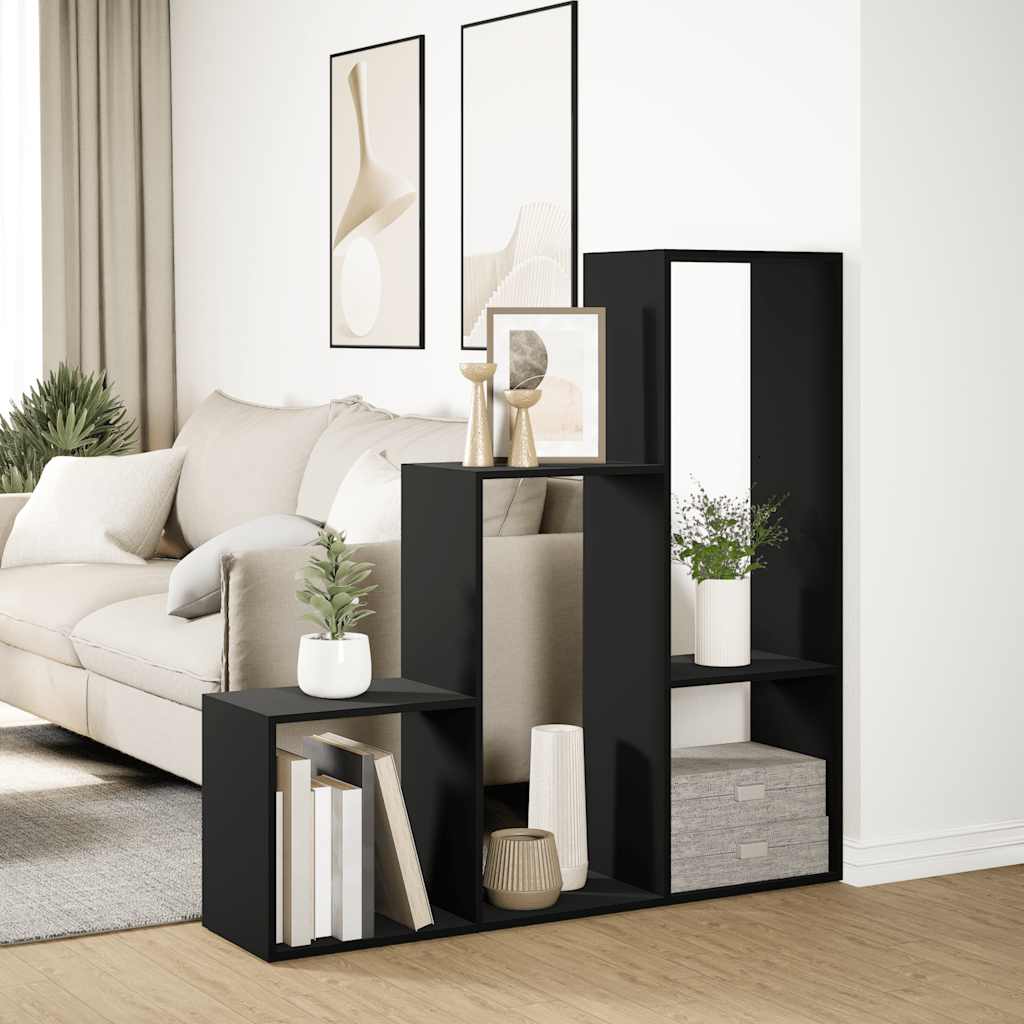 Pregrada / regal za knjige 3 razine crni 123x29x123 cm drveni