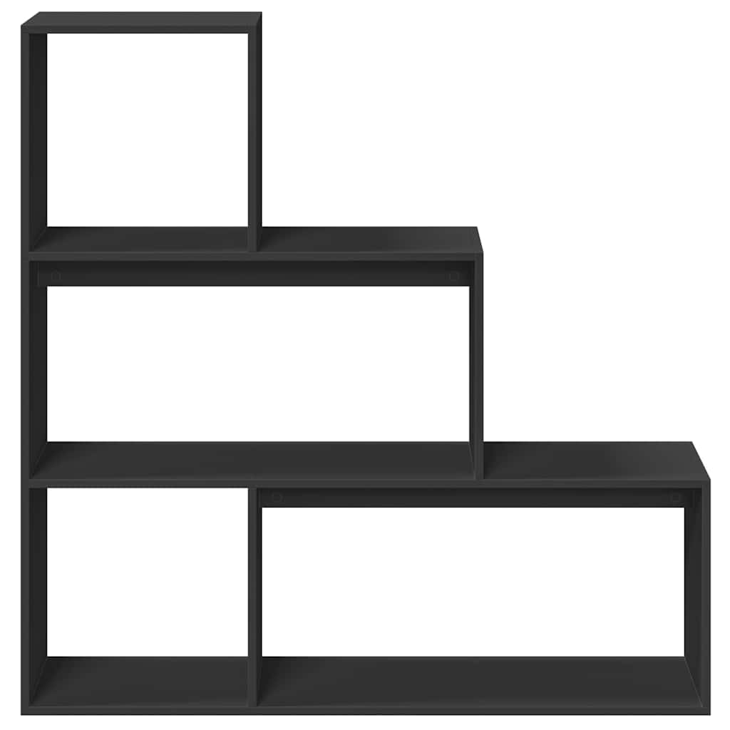Pregrada / regal za knjige 3 razine crni 123x29x123 cm drveni