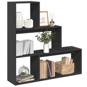 Pregrada / regal za knjige 3 razine crni 123x29x123 cm drveni