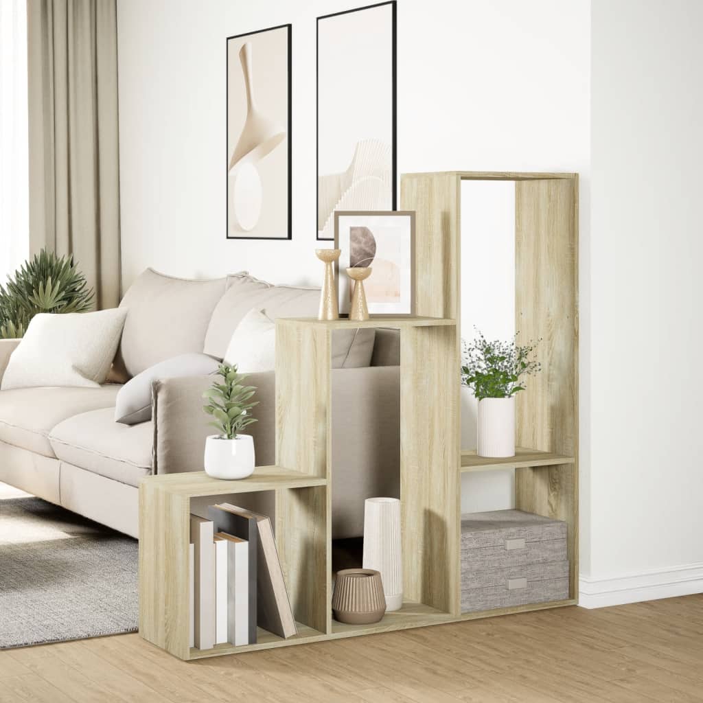 Pregrada / regal za knjige 3 razina hrast 123x29x123 cm drveni