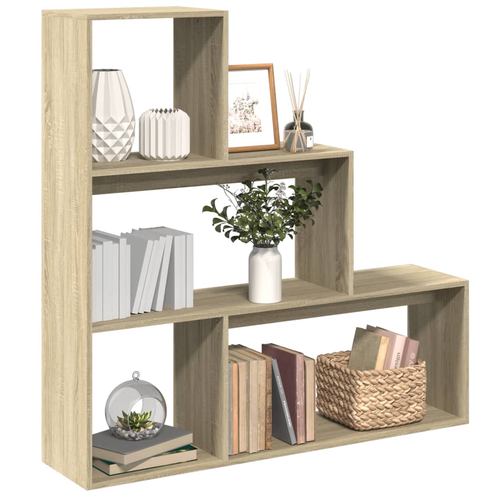 Pregrada / regal za knjige 3 razina hrast 123x29x123 cm drveni