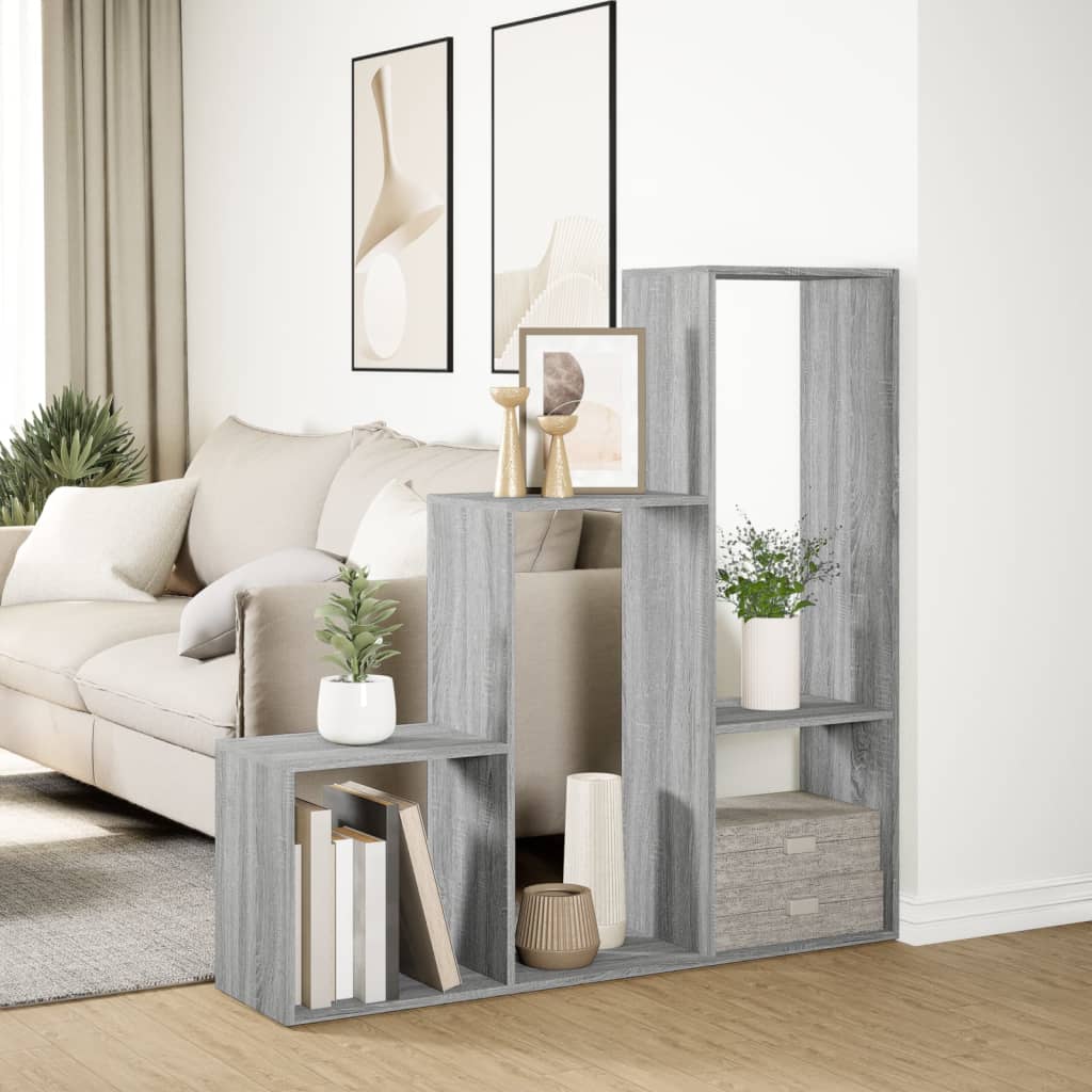 Pregrada / regal za knjige 3 razina sonoma 123x29x123 cm drveni
