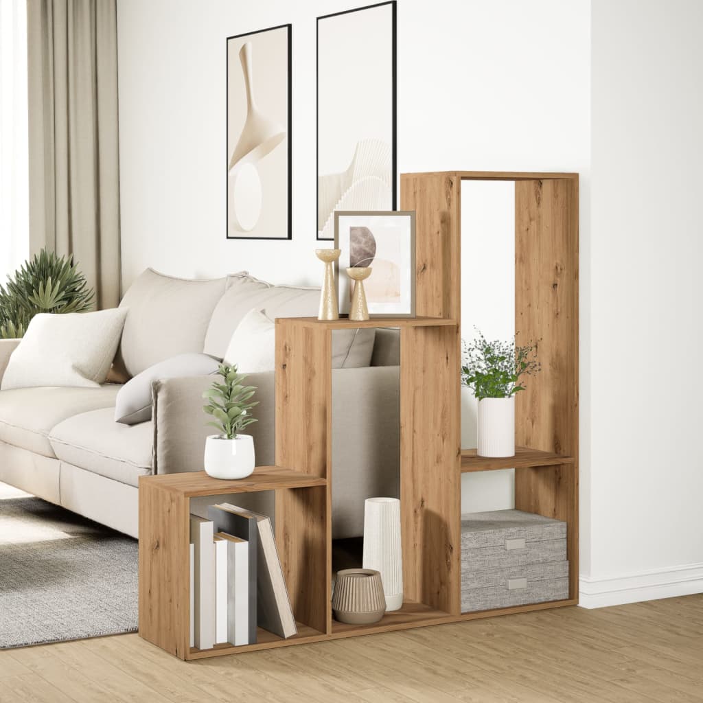 Pregrada / regal za knjige 3 razina hrast 123x29x123 cm drveni