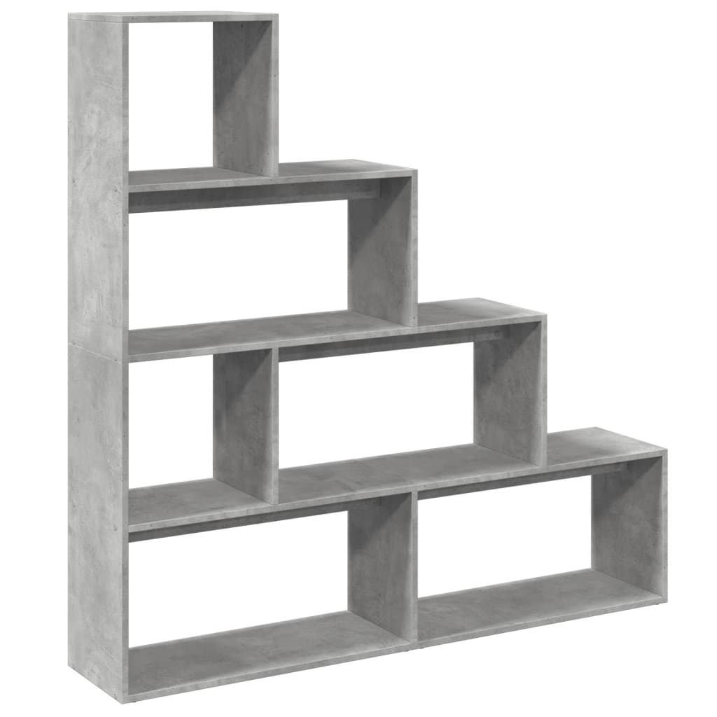 Pregrada / regal za knjige 4 razine sivi 143,5x29x143,5 cm drvo