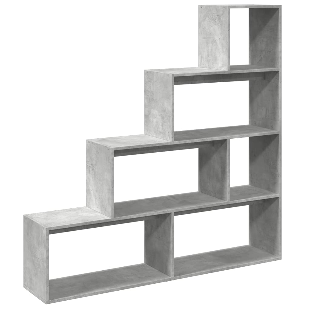 Pregrada / regal za knjige 4 razine sivi 143,5x29x143,5 cm drvo