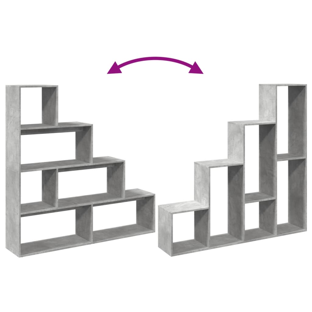 Pregrada / regal za knjige 4 razine sivi 143,5x29x143,5 cm drvo