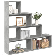 Pregrada / regal za knjige 4 razine sivi 143,5x29x143,5 cm drvo