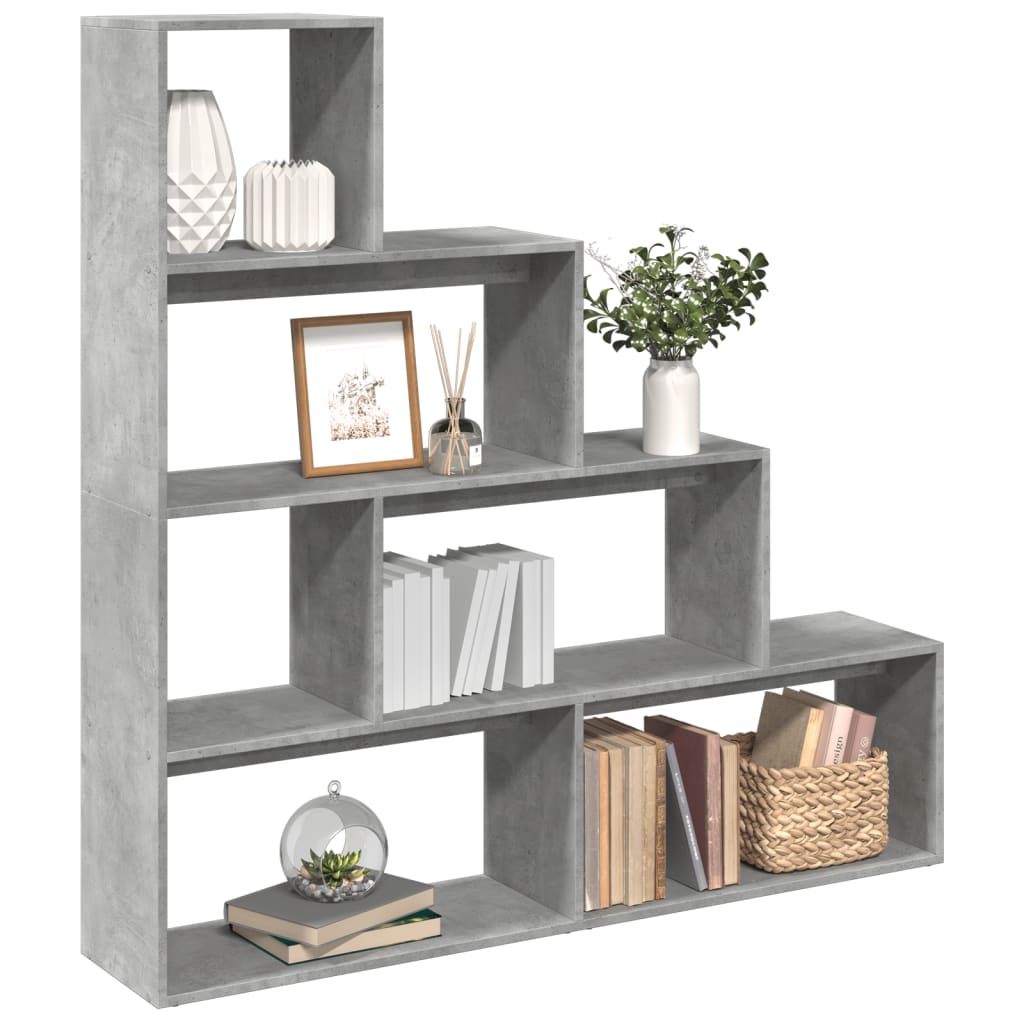 Pregrada / regal za knjige 4 razine sivi 143,5x29x143,5 cm drvo