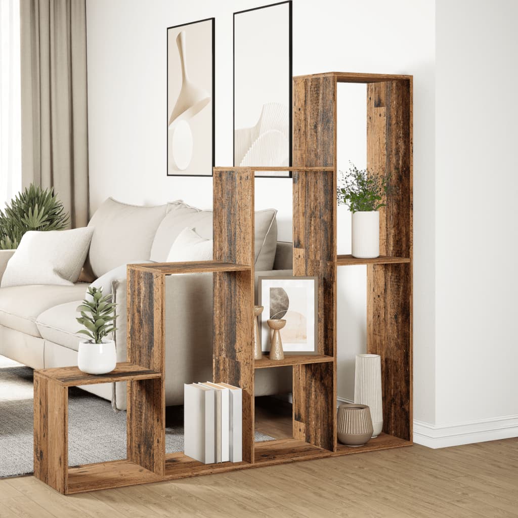 Pregrada/regal za knjige 4 razina 143,5x29x143,5cm drveni
