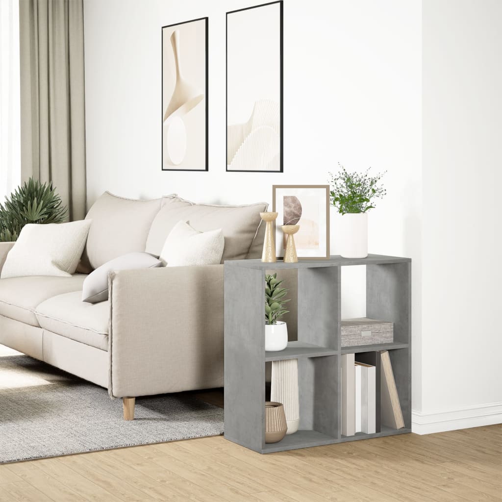 Sobna pregrada / regal za knjige sivi 69,5x29x69,5 cm drveni