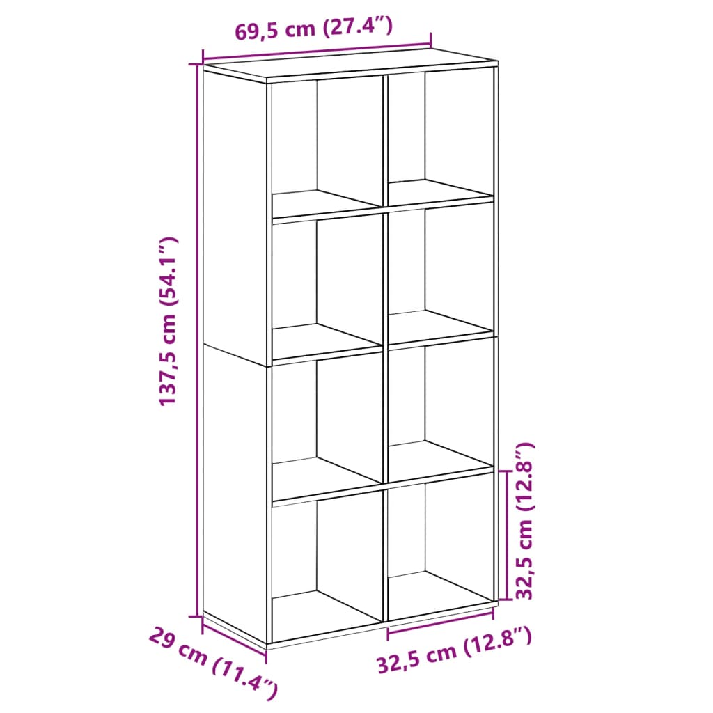 Sobna pregrada / regal za knjige sivi 69,5x29x137,5 cm drveni