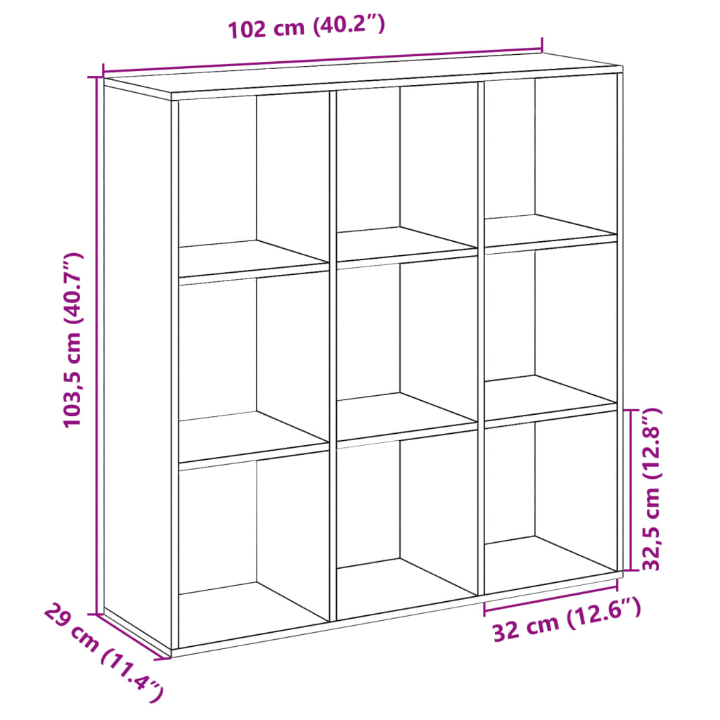 Pregrada / regal za knjige boja hrasta 102x29x103,5 cm drveni