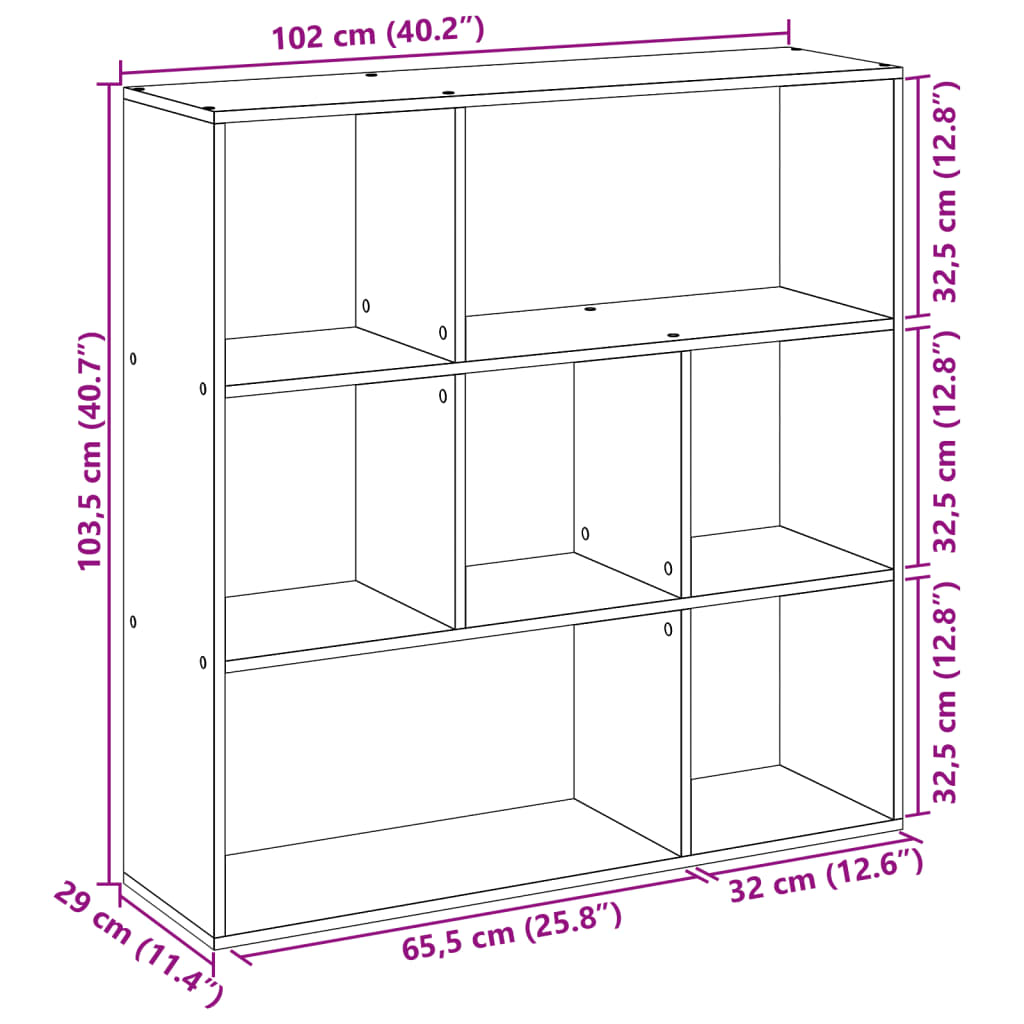 Sobna pregrada / regal za knjige bijeli 102x29x103,5 cm drveni